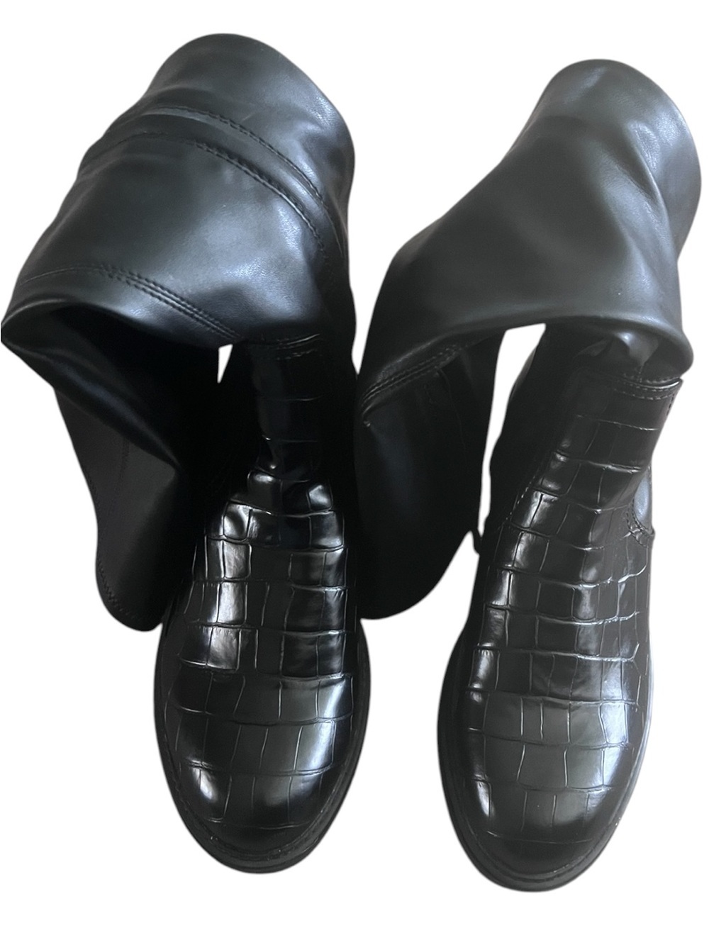 Franco Sarto Black Croc Embossed Keaton Knee High Boots/9.5